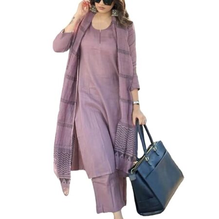 ANNI Designer Women's Rayon Blend Solid Straight Kurta with Pant & Dupatta